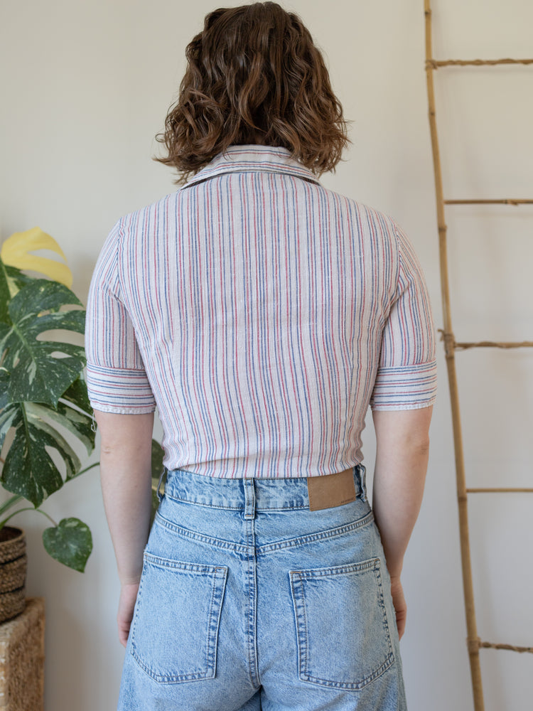 70s Cheesecloth Striped Shirt - XS