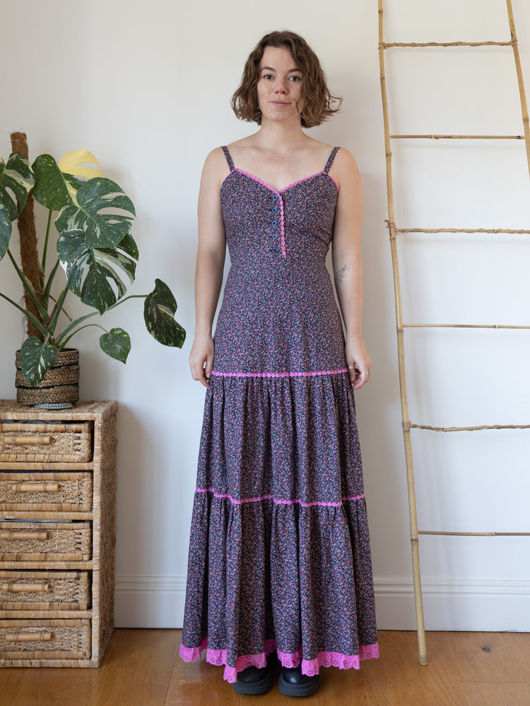 70s Vera Mont Ditsy Floral Maxi Dress - XS