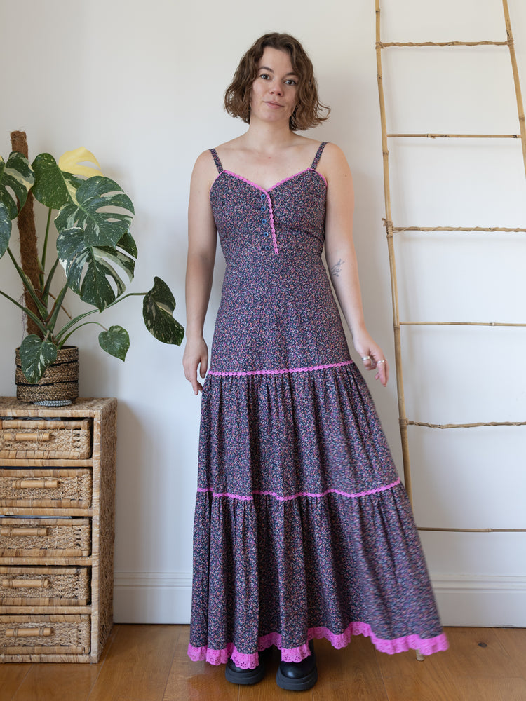 70s Vera Mont Ditsy Floral Maxi Dress - XS