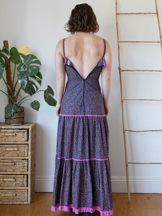 70s Vera Mont Ditsy Floral Maxi Dress - XS