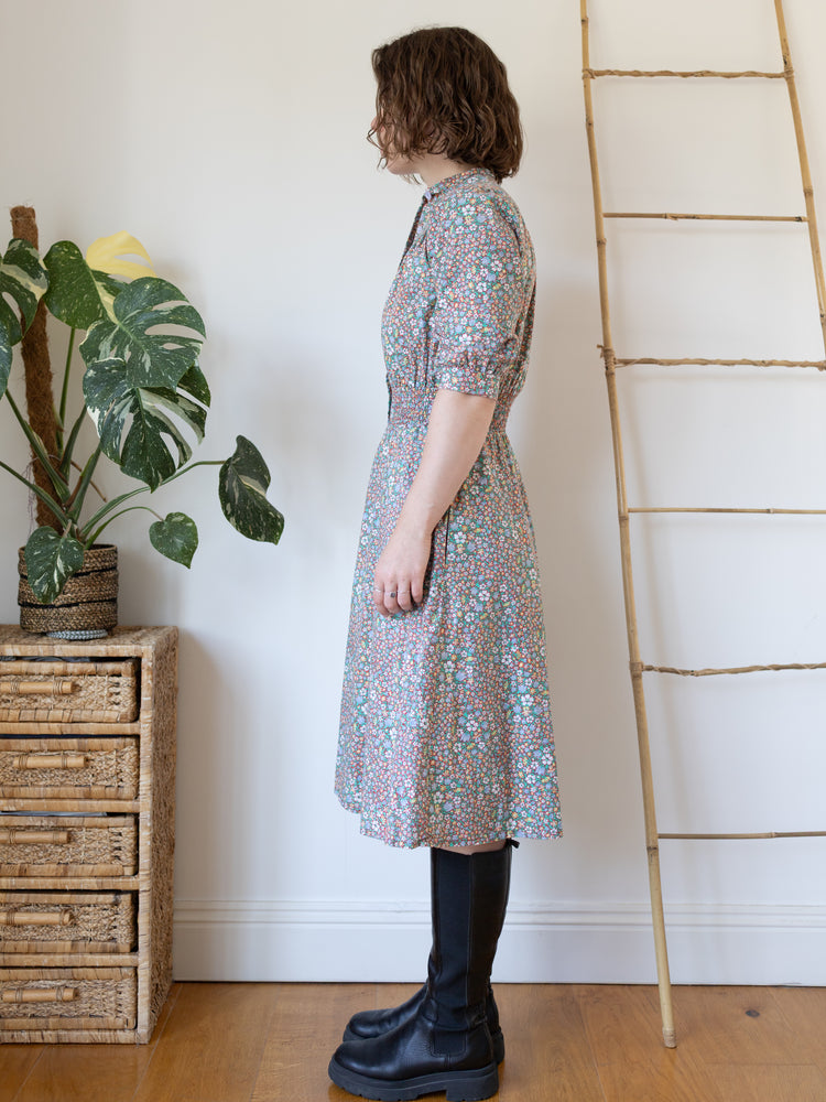70s Richard Shops Ditsy Floral Midi Dress - S