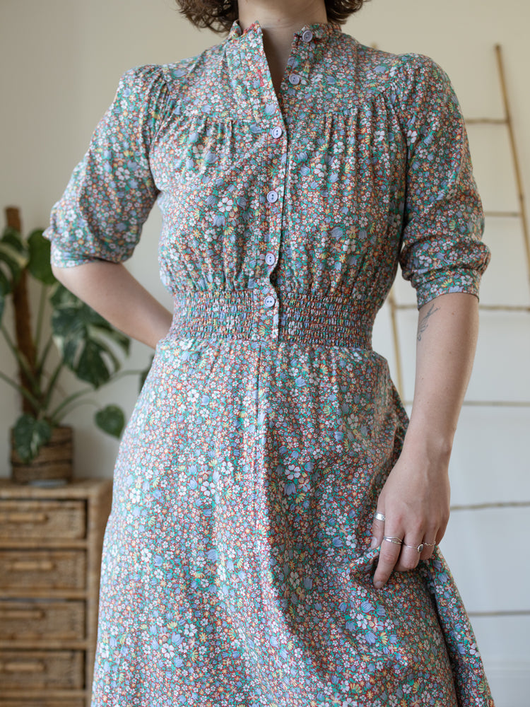 70s Richard Shops Ditsy Floral Midi Dress - S