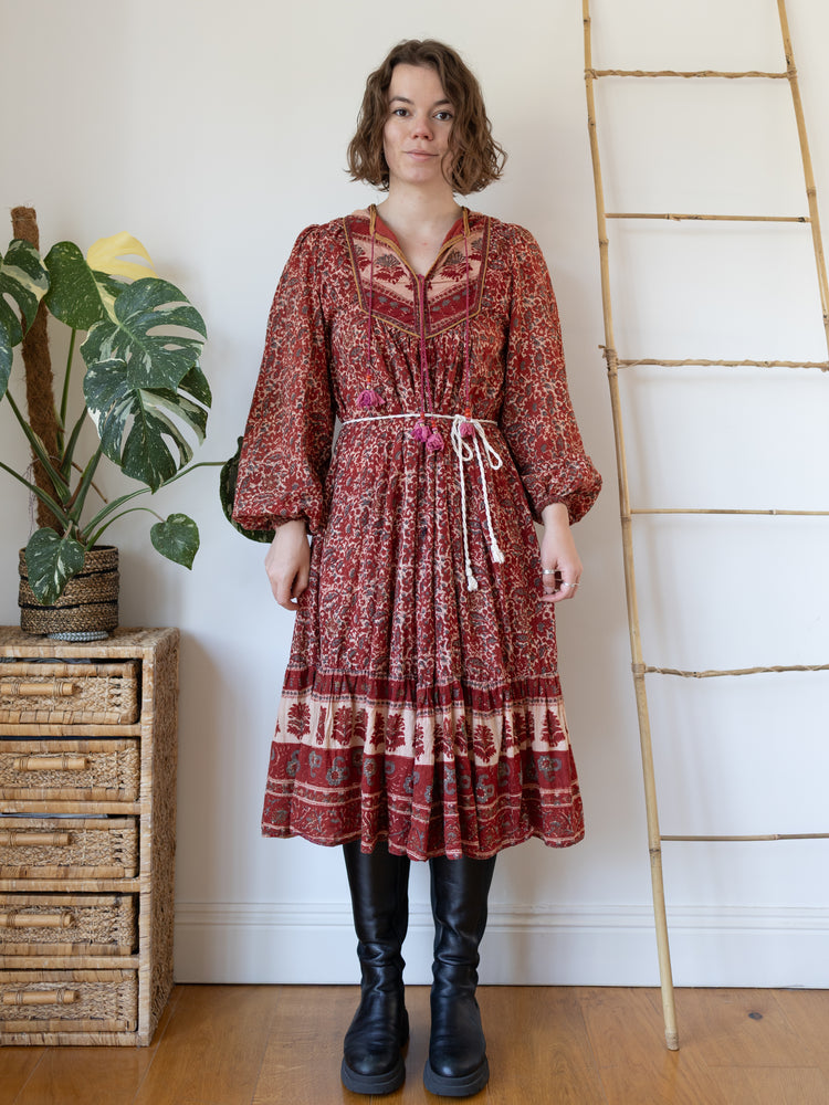 70s Phool Indian Cotton Smock Dress - M