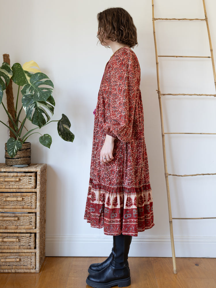 70s Phool Indian Cotton Smock Dress - M