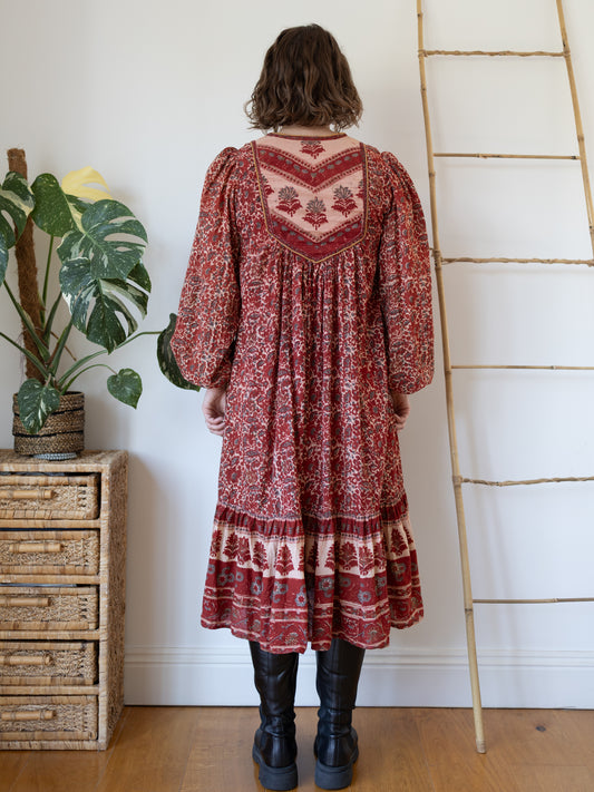 70s Phool Indian Cotton Smock Dress - M