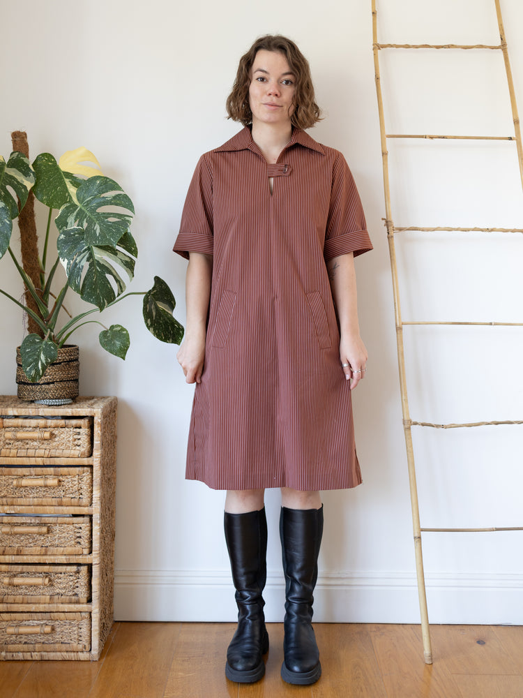 70s St Michael Striped Midi Dress - L