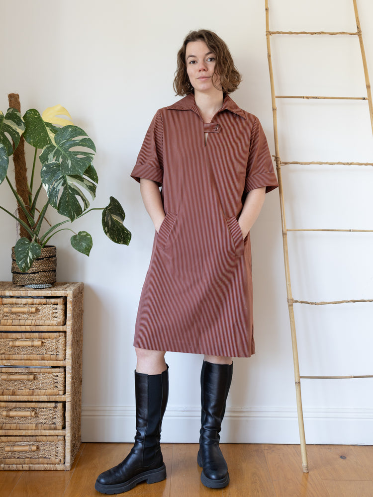 70s St Michael Striped Midi Dress - L