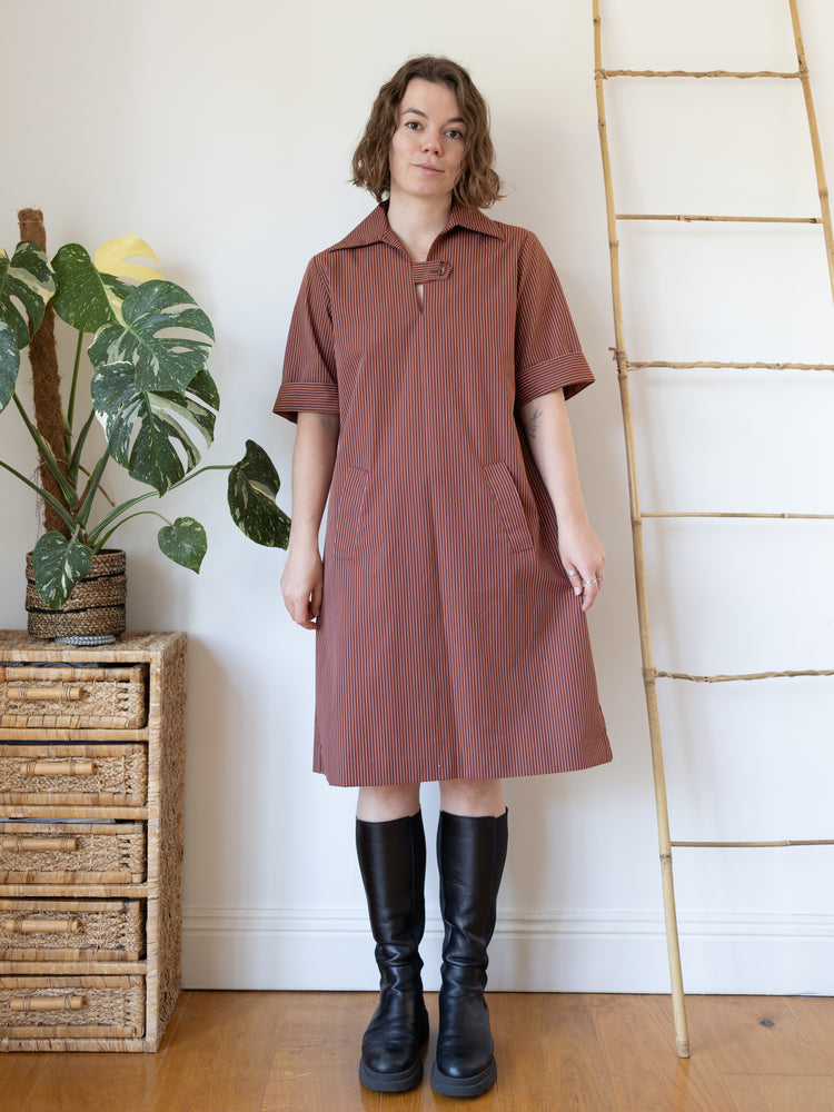 70s St Michael Striped Midi Dress - L