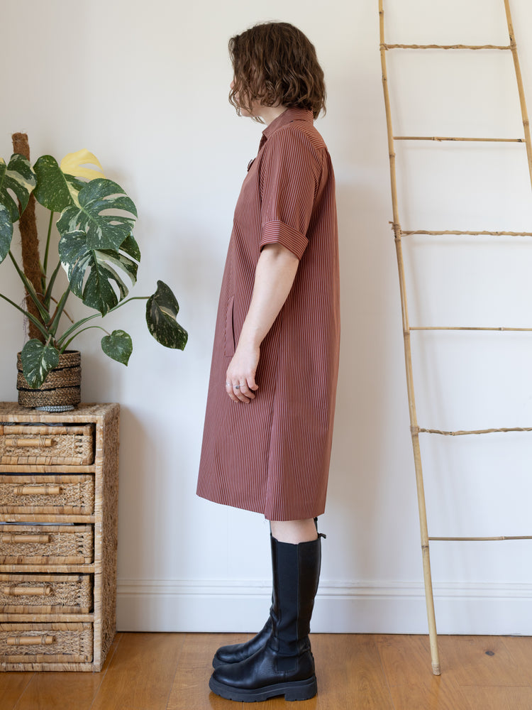 70s St Michael Striped Midi Dress - L