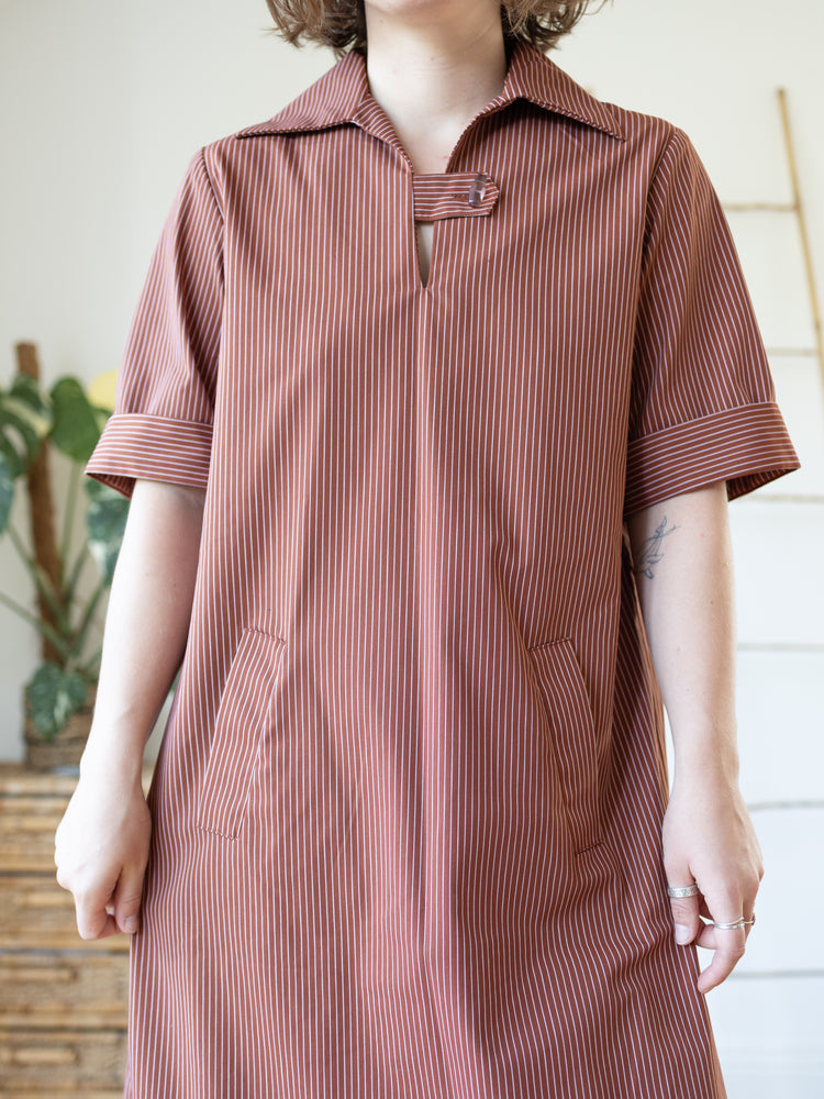 70s St Michael Striped Midi Dress - L