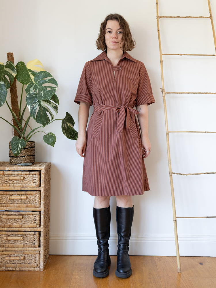 70s St Michael Striped Midi Dress - L