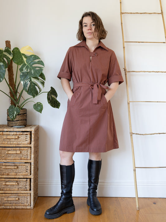 70s St Michael Striped Midi Dress - L