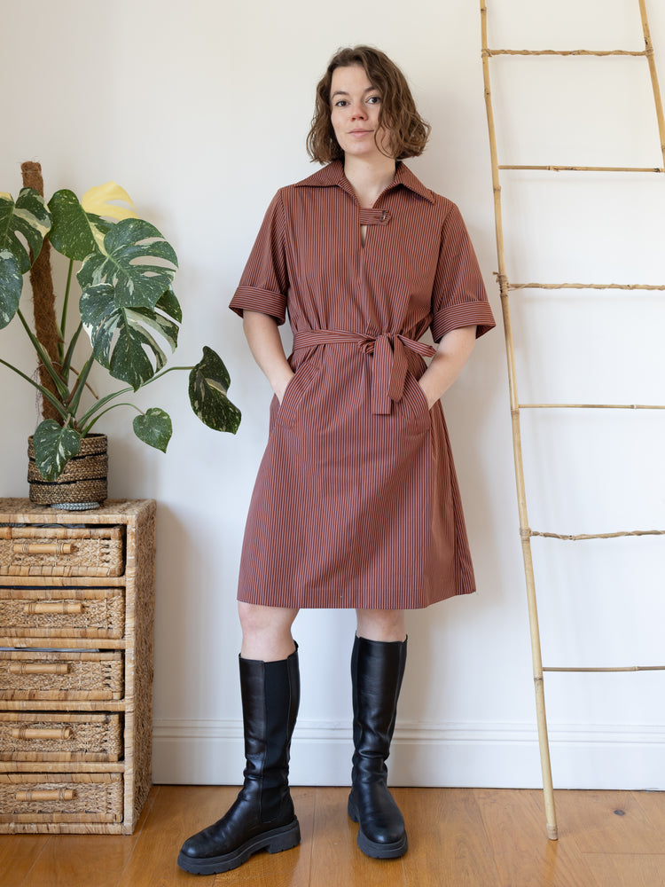 70s St Michael Striped Midi Dress - L