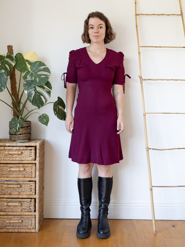 70s Moss Crepe Mini Dress - XS