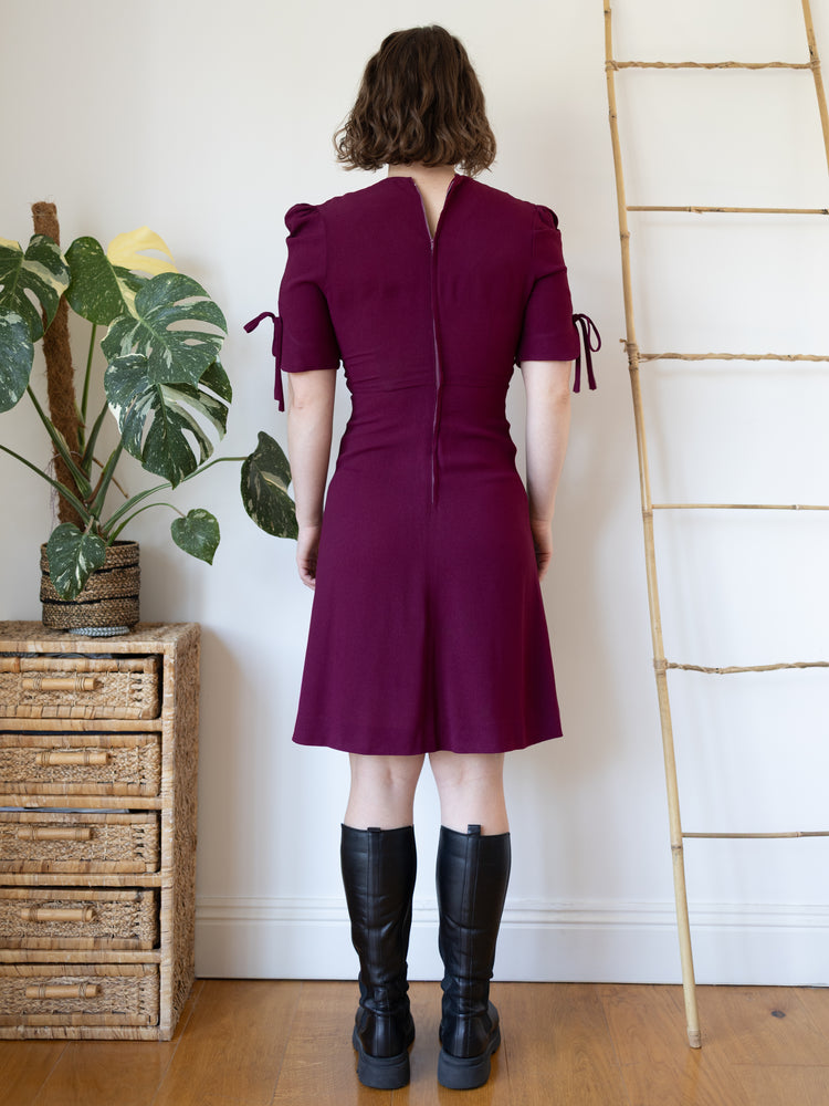 70s Moss Crepe Mini Dress - XS