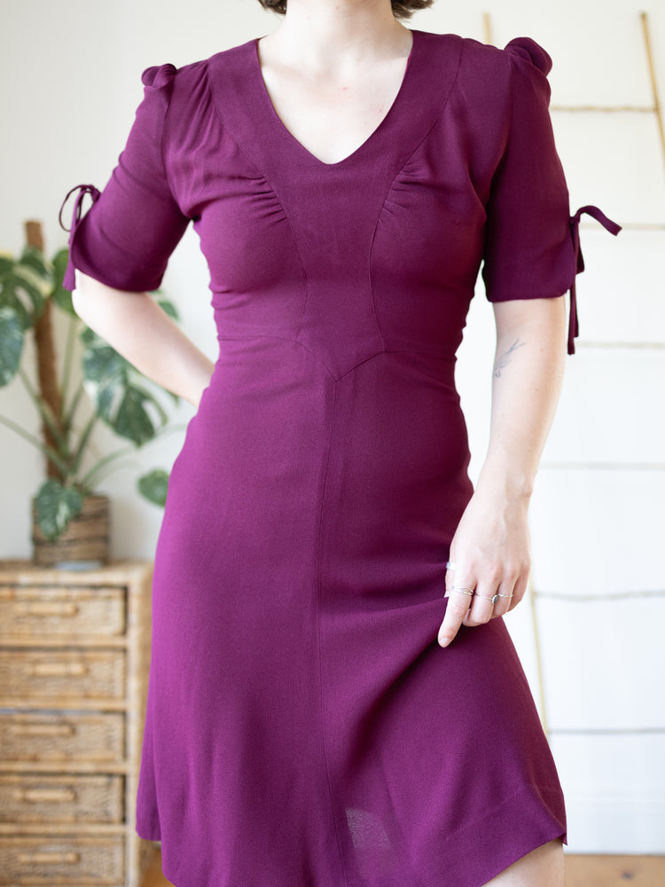 70s Moss Crepe Mini Dress - XS