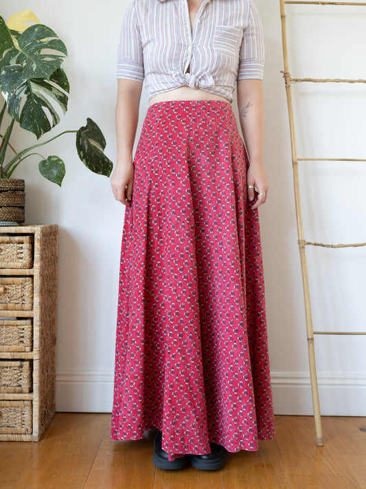 70s India Imports of Rhode Island Block Print Maxi Skirt - 26"