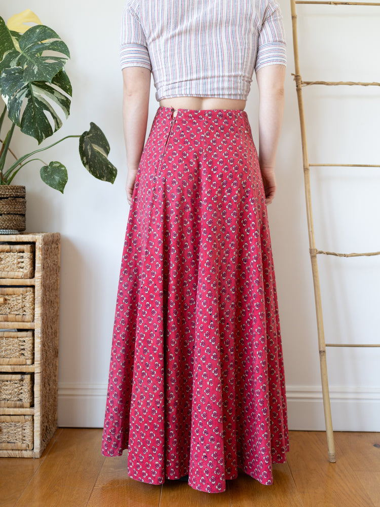 70s India Imports of Rhode Island Block Print Maxi Skirt - 26"