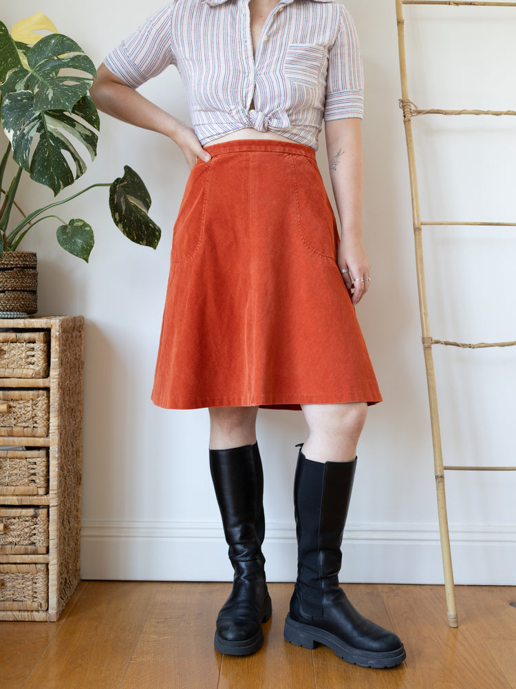 70s St Michael Corduroy Skirt - 30"