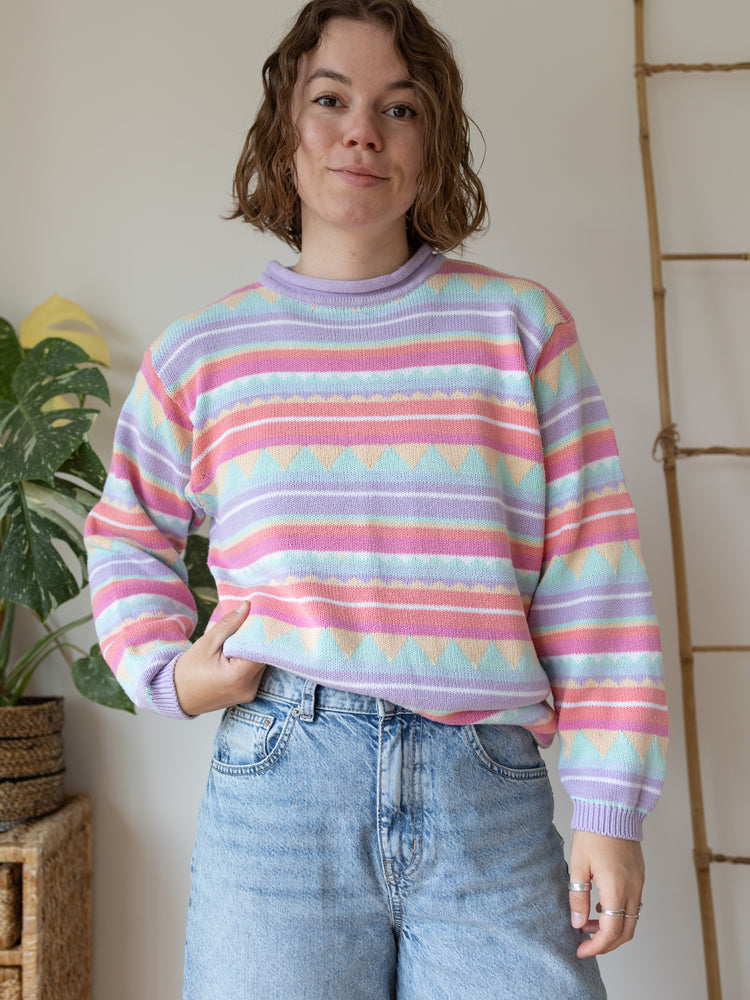 90s Tulchan Pastel Aztec Jumper - M