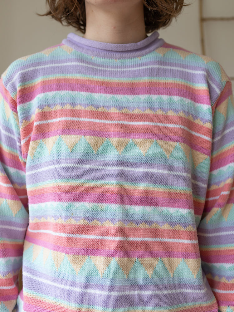 90s Tulchan Pastel Aztec Jumper - M