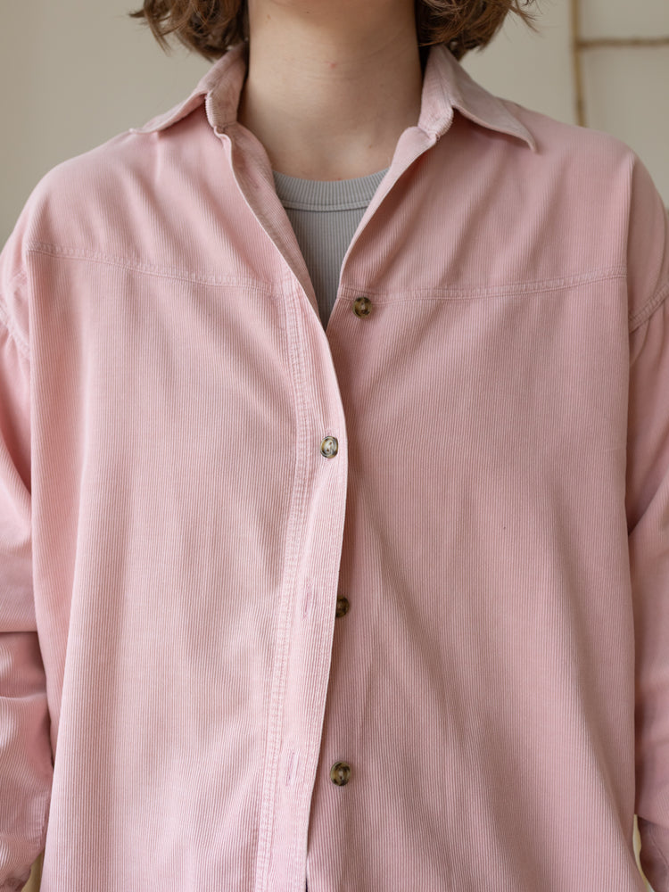 90s Laura Ashley Pink Corduroy Shirt - L