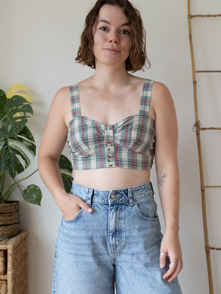 00s New Frontier Checkered Crop Top - S