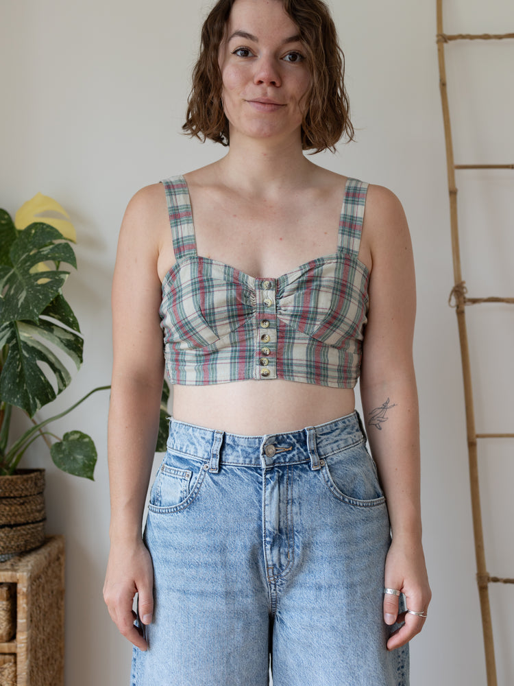 00s New Frontier Checkered Crop Top - S