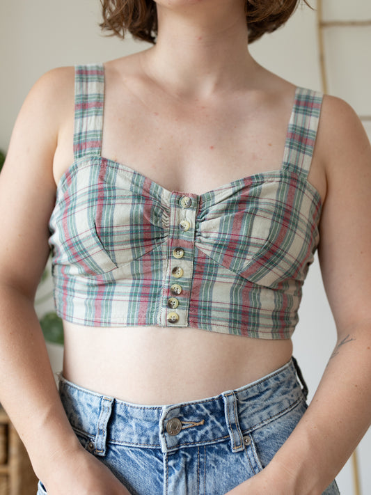 00s New Frontier Checkered Crop Top - S