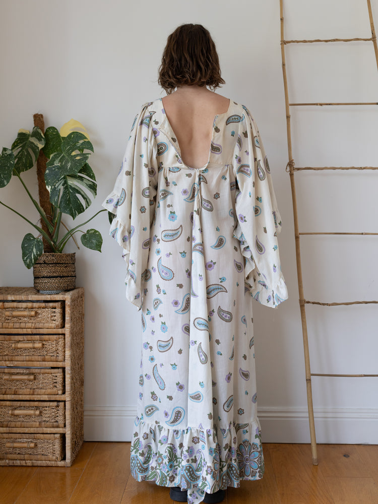 70s Angel Sleeve Paisley Maxi Dress