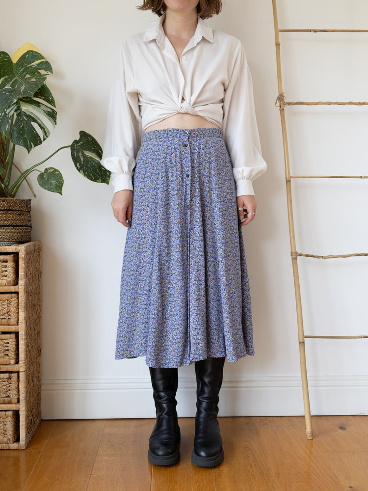 90s Laura Ashley Button Down Skirt - 30"
