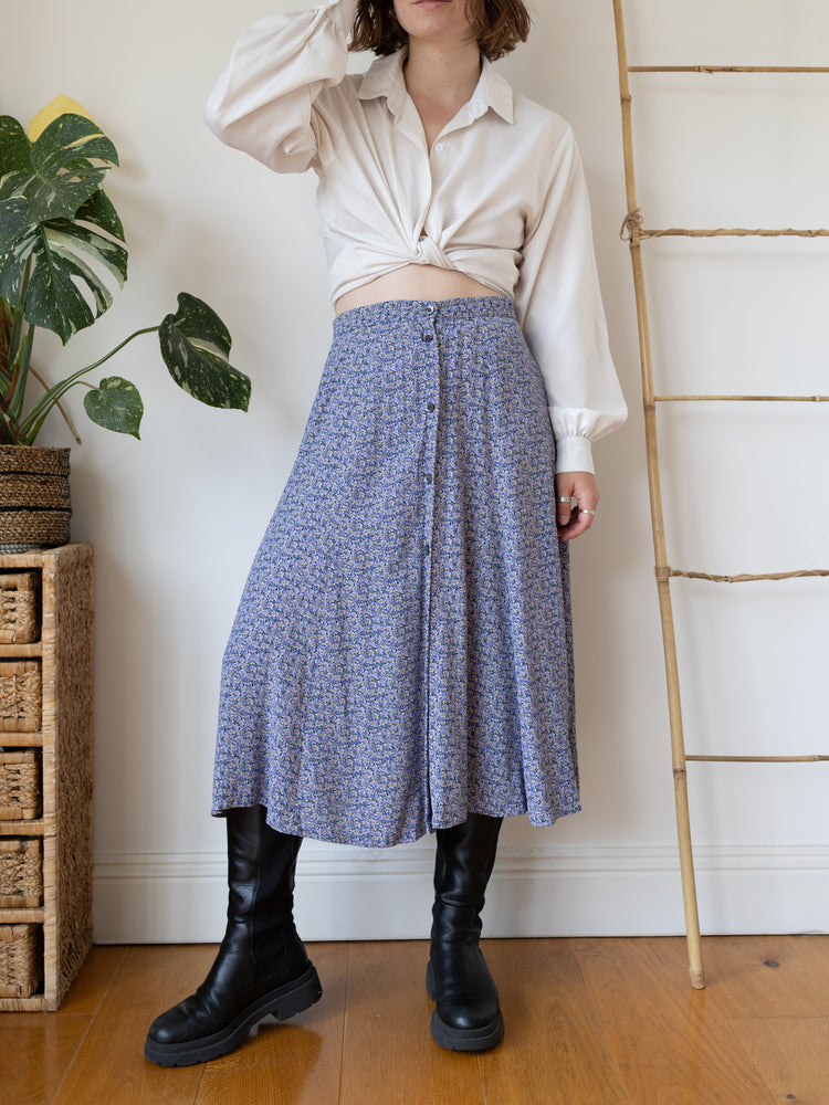 90s Laura Ashley Button Down Skirt - 30"