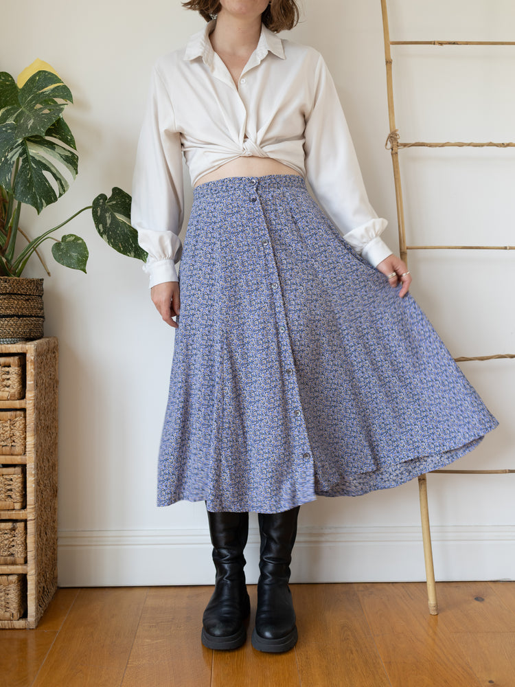 90s Laura Ashley Button Down Skirt - 30"