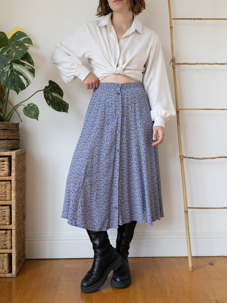 90s Laura Ashley Button Down Skirt - 30"