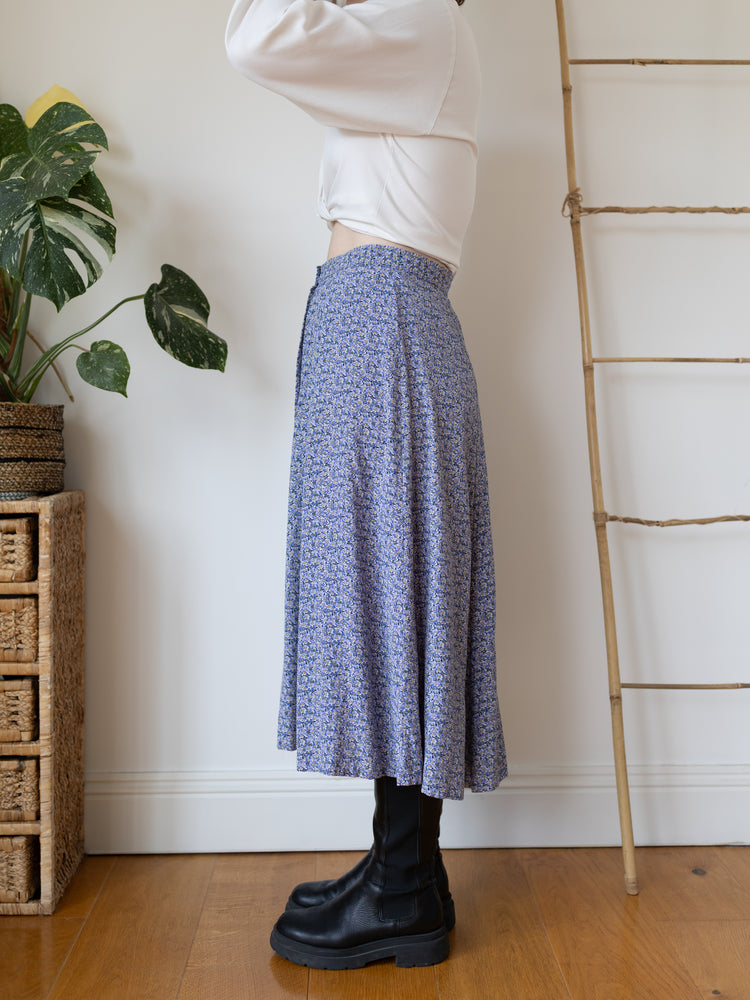 90s Laura Ashley Button Down Skirt - 30"