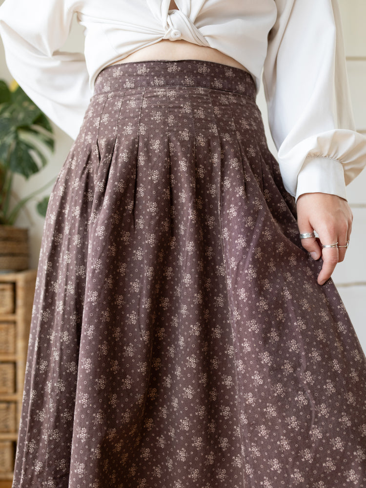 70s Laura Ashley Dyers and Printers Brown Skirt - 28"