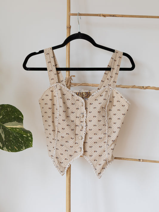 70s Marion Donaldson Floral Crop Top - XS