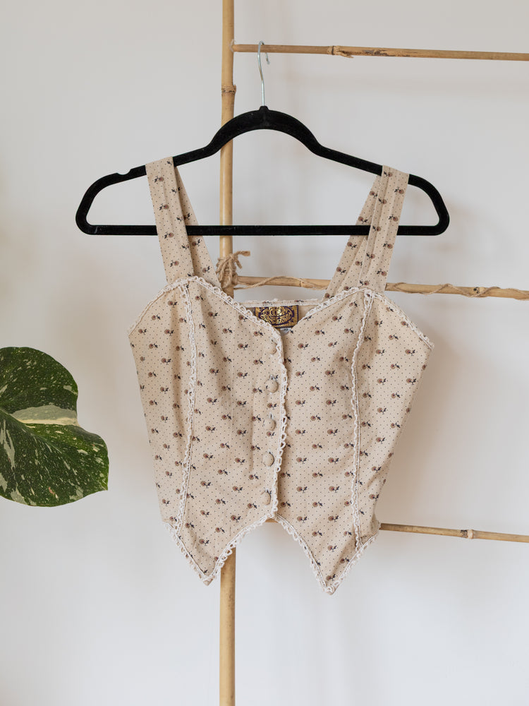 70s Marion Donaldson Floral Crop Top - XS