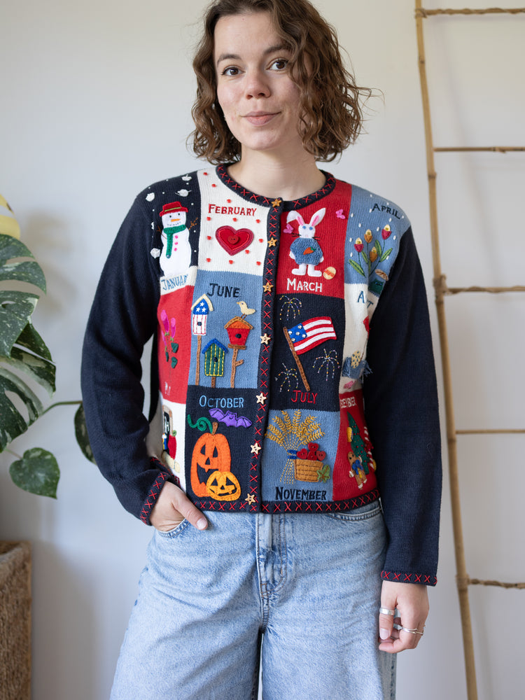 90s Months of the Year Cardigan - M
