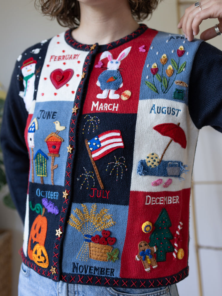 90s Months of the Year Cardigan - M