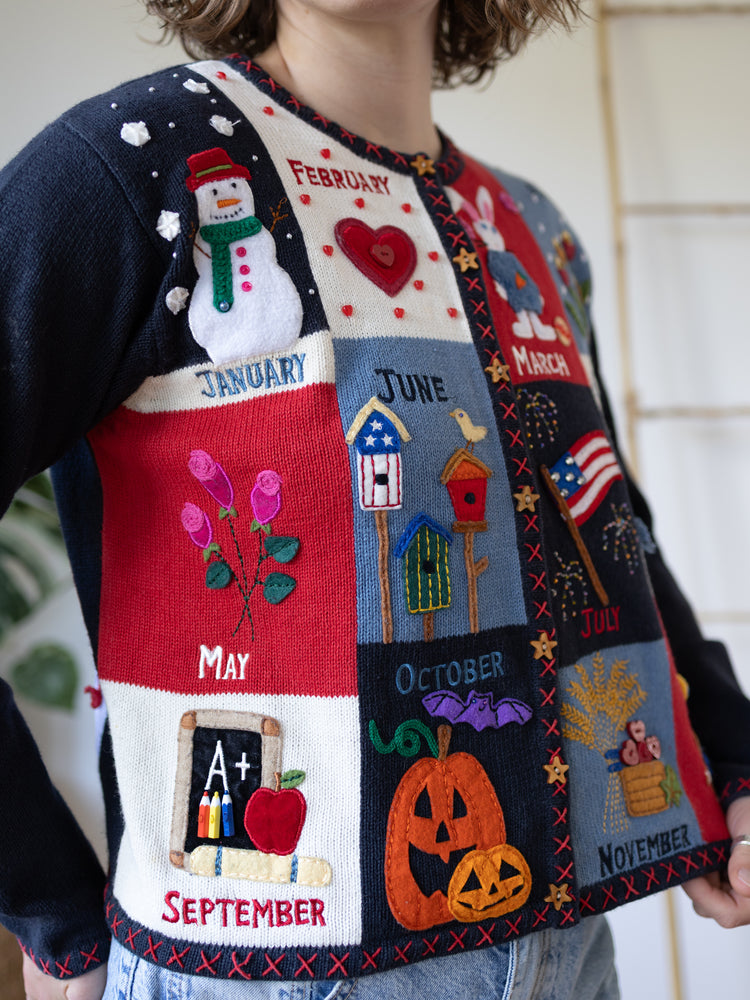 90s Months of the Year Cardigan - M