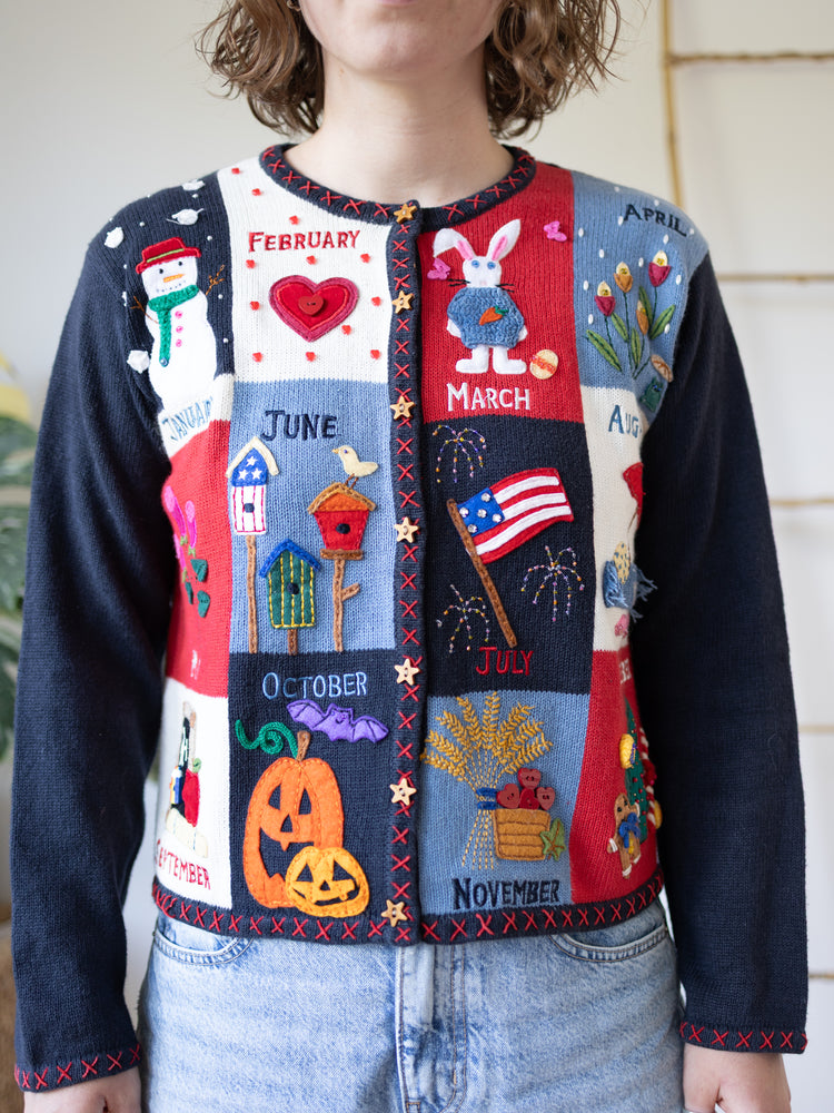 90s Months of the Year Cardigan - M