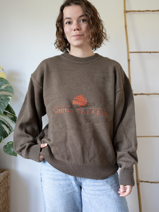 80s Embroidered Wool Jumper - XL