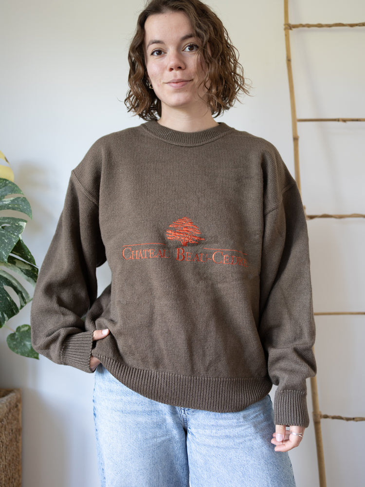 80s Embroidered Wool Jumper - XL