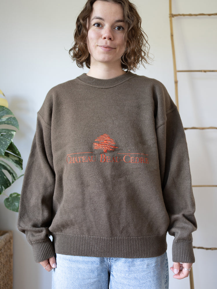 80s Embroidered Wool Jumper - XL