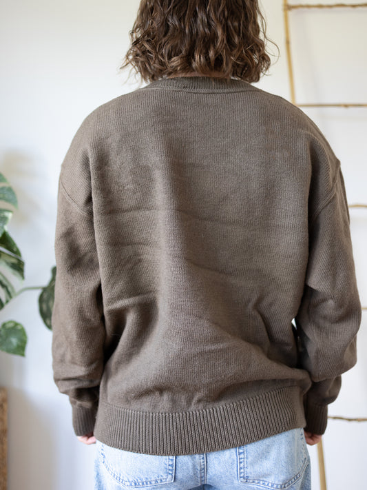 80s Embroidered Wool Jumper - XL