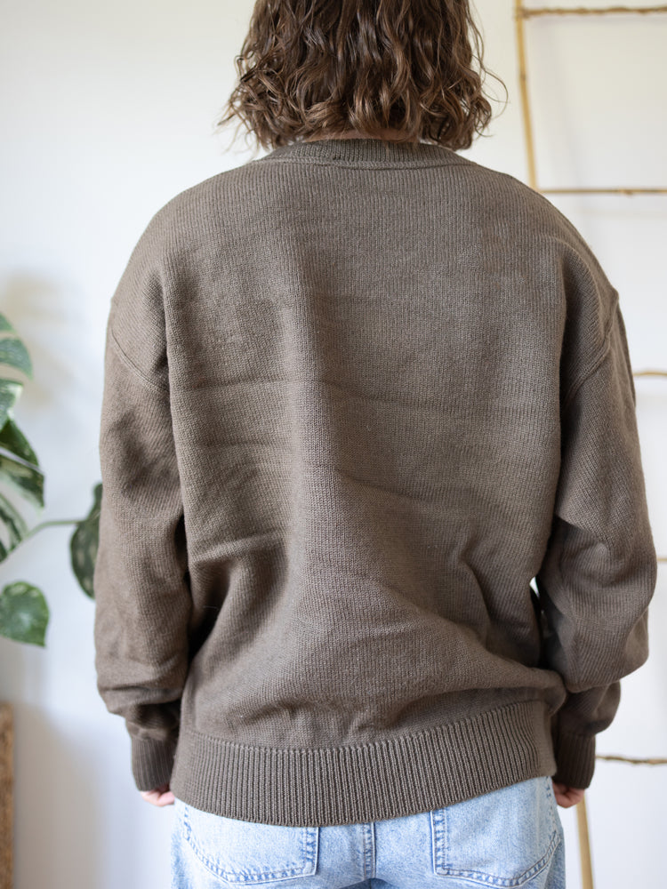 80s Embroidered Wool Jumper - XL