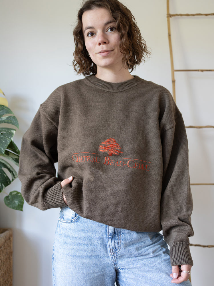 80s Embroidered Wool Jumper - XL