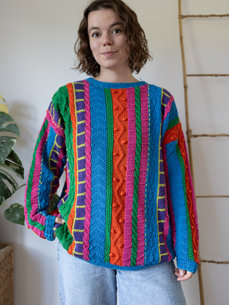 80s Jaeger Funky Colourblock Jumper - XL