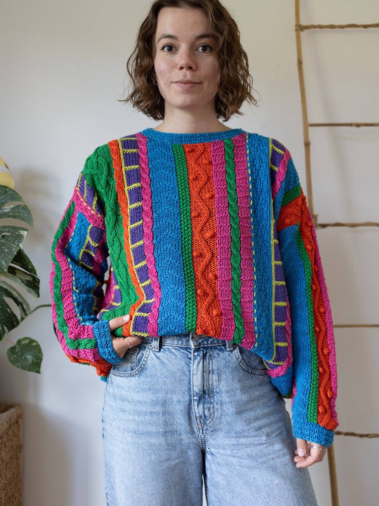 80s Jaeger Funky Colourblock Jumper - XL